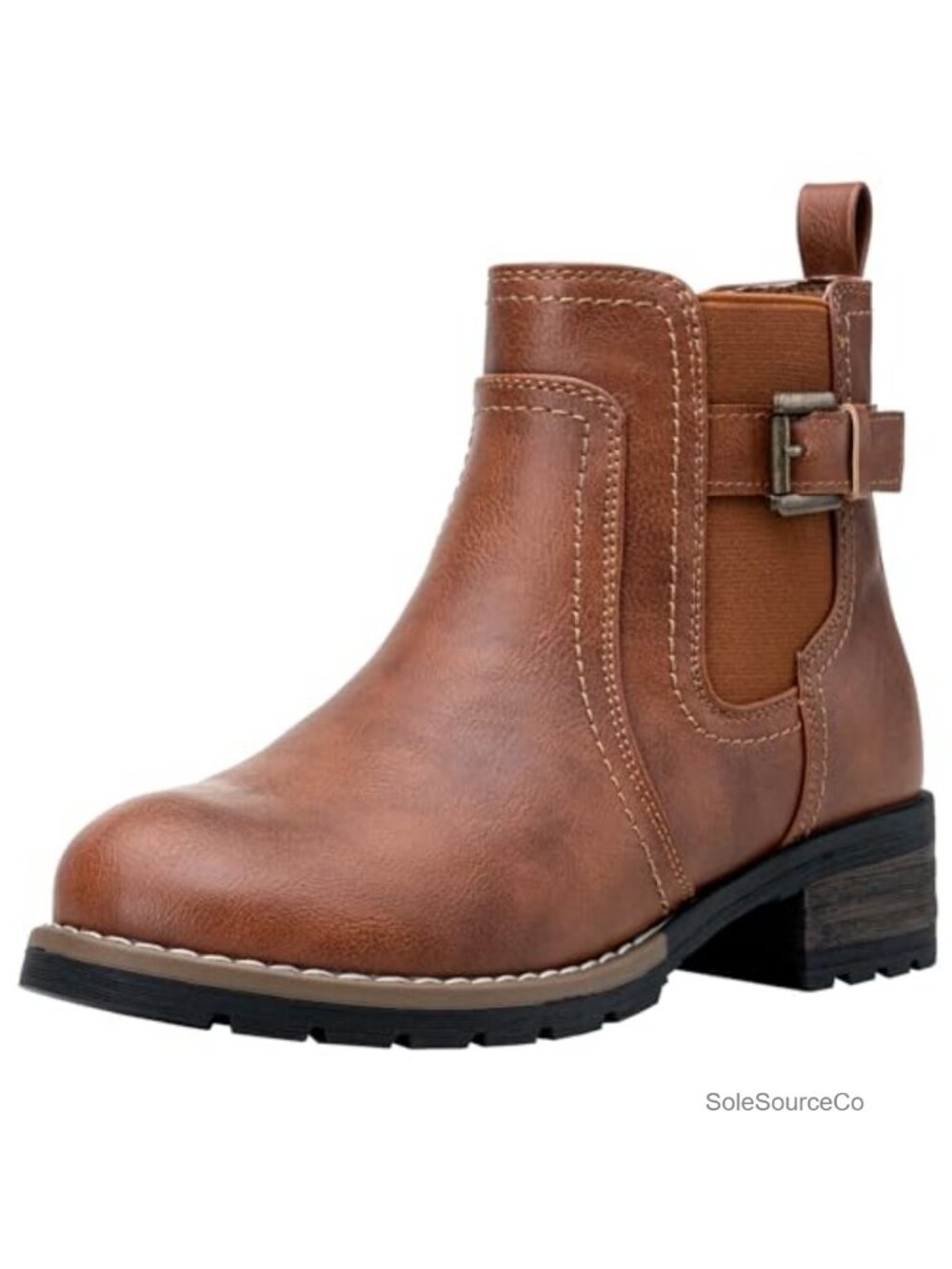 Women's Chelsea Ankle Boots Low Heel Side Zip Faux Leather Bootie